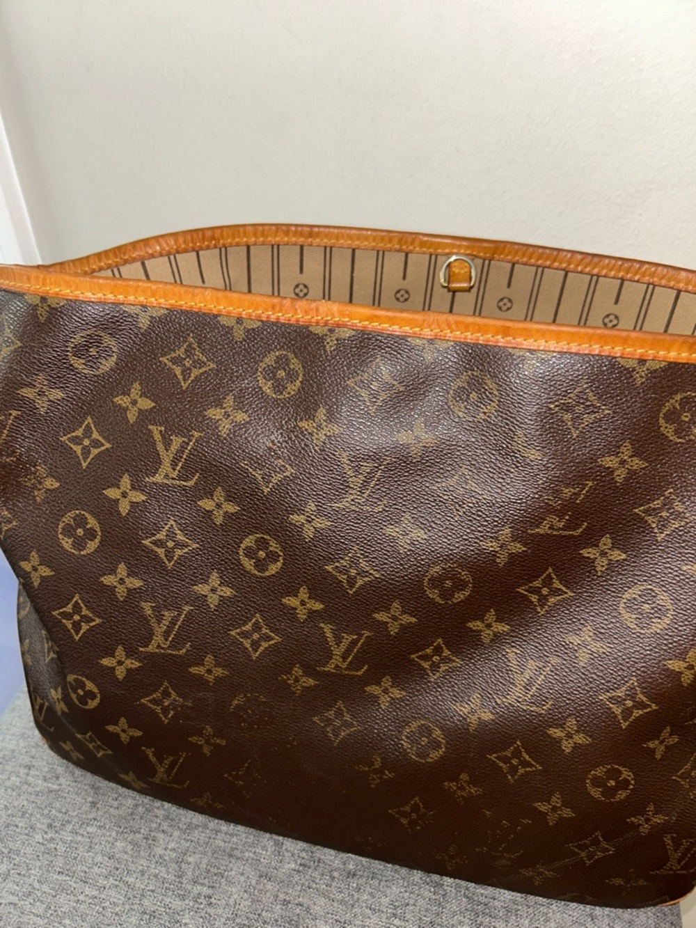 Louis Vuitton Monogram Shoulder Tote - Brown with Tan Trim
